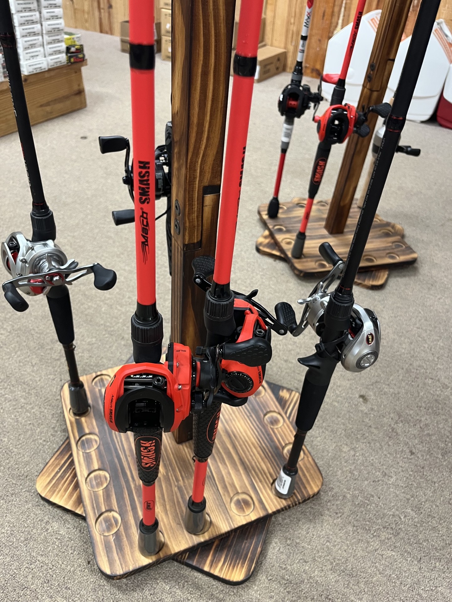 Fishing rods and reels display