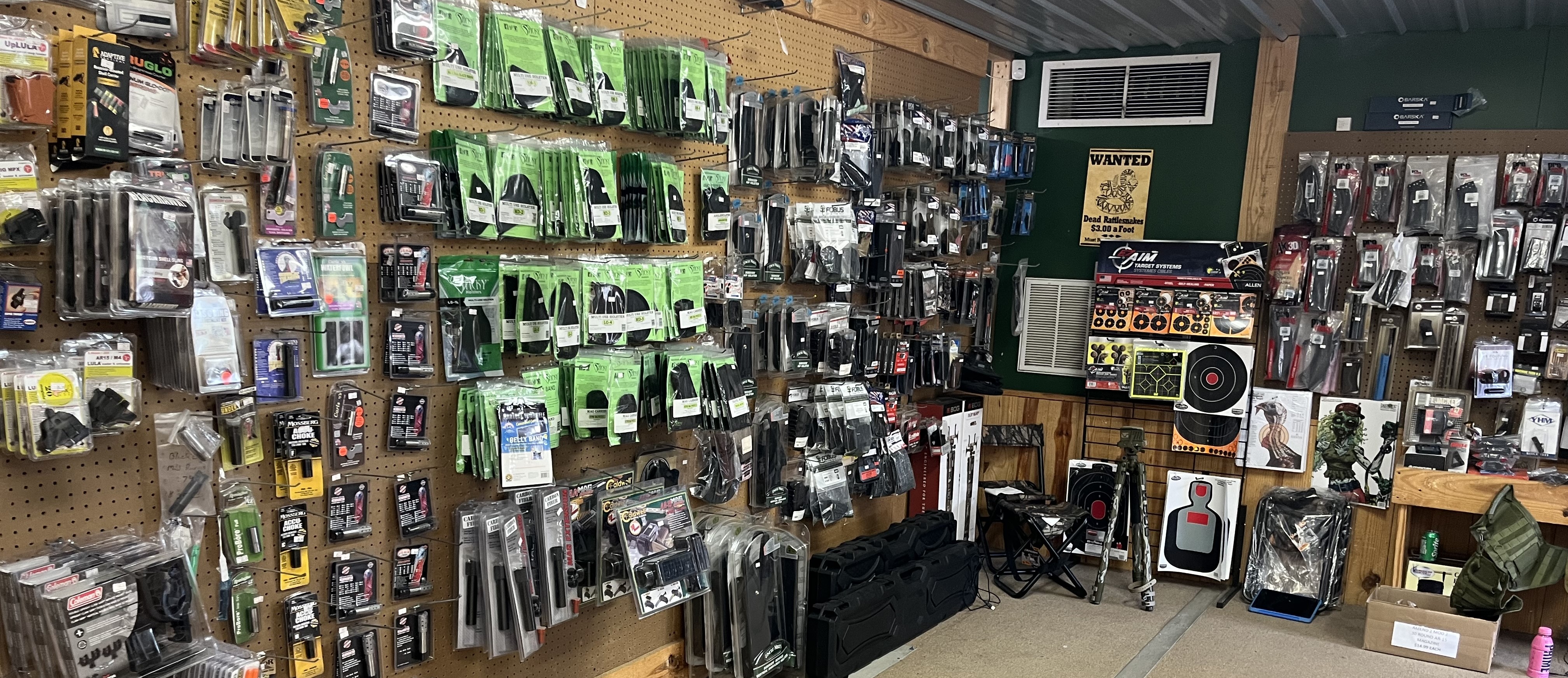 Gun accessories and holsters wall